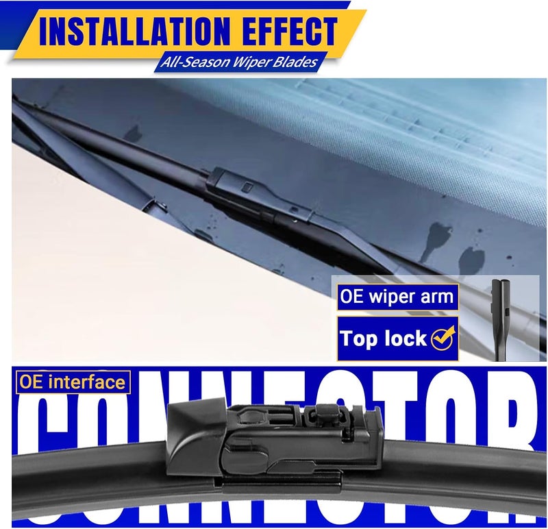 Rooppa 3 wipers Replacement for 2018-2022 BMW X3/2019-2022 BMW X4, Windshield Wiper Blades Original Equipment Replacement - 26"/20"/12" (Set of 3) - Image 3